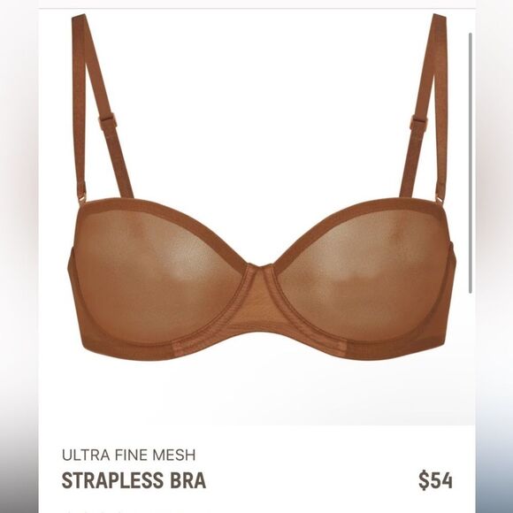 Skims Ultra Mesh Strapless Bra In Bronze 42DDDD - Picture 1 of 7